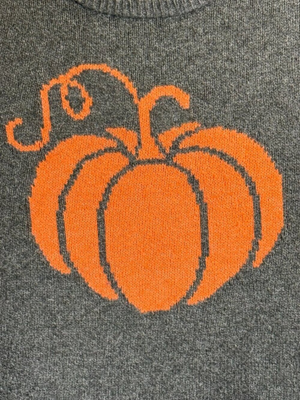 State of Mine Gray Orange Pumpkin Sweater Womens Large Fall Halloween Pullover - Picture 3 of 7